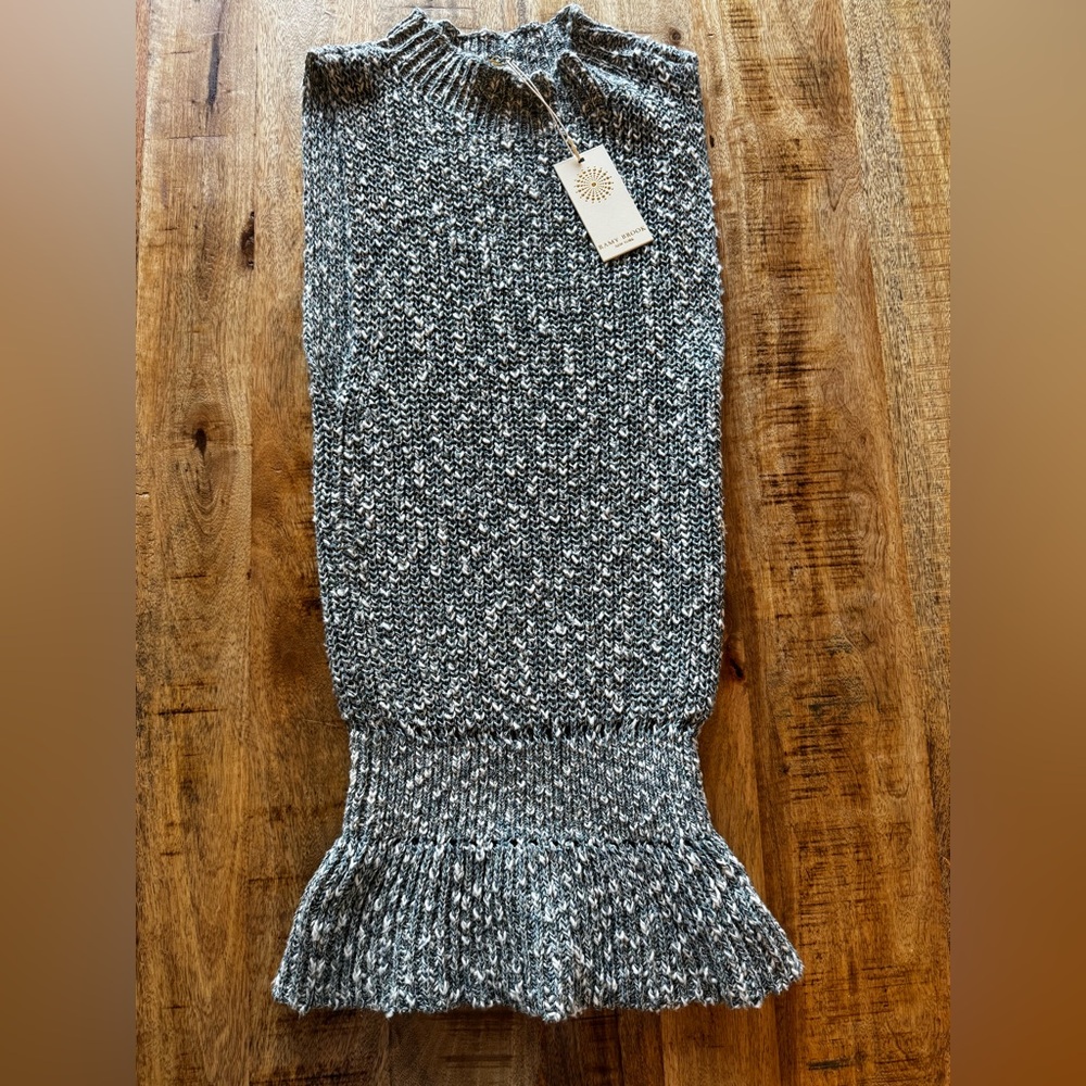 Ramy Brook Gray white Gia mock neck sleeveless sweater Knit tank peplum top NWT